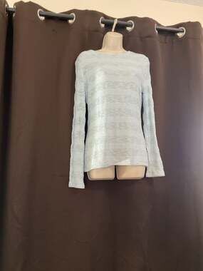 Cato Light Blue Textured Knit Long Sleeve Top Size M